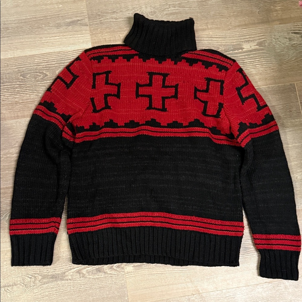 Polo by Ralph Lauren Black & Red Turtleneck Sweater. Men’s Lg.